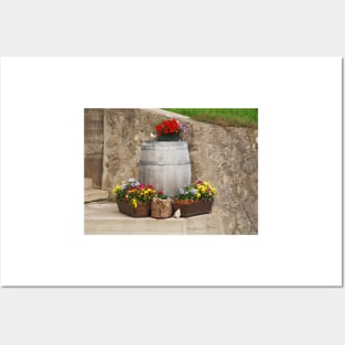 Pansies and Wooden Barrel 1 Posters and Art